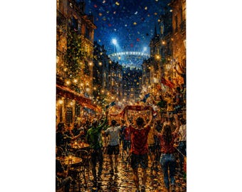 Soccer Celebration Wall Art, Football Fan Canvas Print, Sports Bar Decor, Game Room Poster, Global Football Art