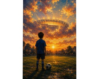 Soccer Boy Wall Art, Football Dream Canvas Print, Boys Room Sports Decor, Inspirational Soccer Gift