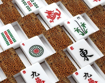 Leopard Mahjong Tiles Set, American Mahjong Board Game Gift for Mahjong Lovers Game Night Decor
