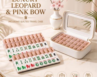 Pink Leopard American Mahjong Tile Set, Preppy Coquette Mahjong Board Game, Animal Print Tiles, Gift for Mahjong Lovers