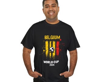 Belgium World Cup 2026 T-Shirt | Black Yellow Red Grunge Soccer Fan Tee, Football Supporter Gift, Red Devils Shirt