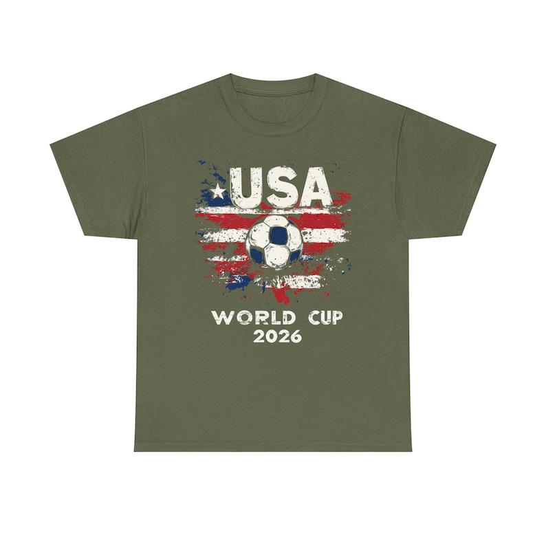 アメリカワールドカップ2026 Tシャツ | 星条旗グランジサッカーファンTシャツ、サッカーサポーターギフト、USMNTシャツ、開催国Tシャツ 画像 5