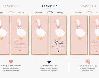 Lámina decorativa infantil con diseño de ganso personalizado, arte minimalista para la pared del bebé (descarga digital)