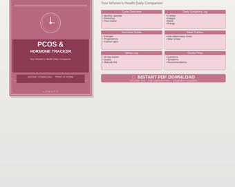 Registro hormonal para el síndrome de ovario poliquístico (SOP) imprimible / Registro del ciclo menstrual para la salud femenina (descarga en PDF)