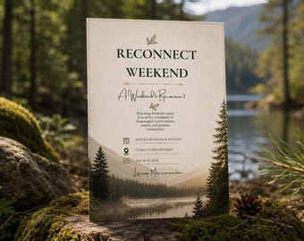 Reconnect Weekend Invitation Template, Nature Retreat Invite (Digital Download)