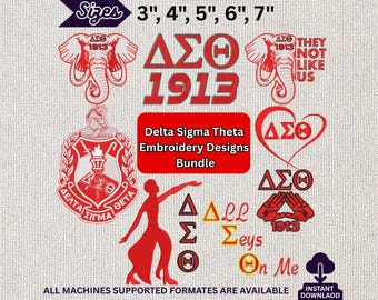 Pacchetto di disegni per ricamo a macchina della confraternita Delta Sigma Theta DST 1913 - Download immediato