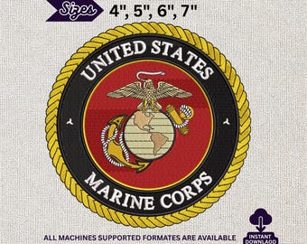 Disegno per ricamo a macchina del Corpo dei Marines degli Stati Uniti, stemma dell'aquila USMC, sigillo del veterano militare.