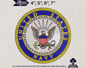 Diseño de bordado a máquina de la Marina de los EE. UU. Parche con emblema del Sello Militar de los Estados Unidos Águila Americana