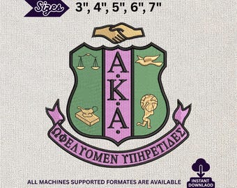 Alpha Kappa Alpha Sorority Maschinenstickerei Design Wappen AKA Schild Wappendatei