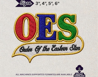 Diseño de bordado de la Orden de la Estrella de Oriente de la OES, archivo digital del escudo de la hermandad de la OES