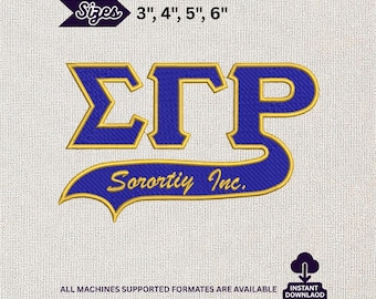 Diseño de bordado de Sigma Gamma Rho, archivo de bordado de la hermandad SGR Inc., patrón de letras griegas