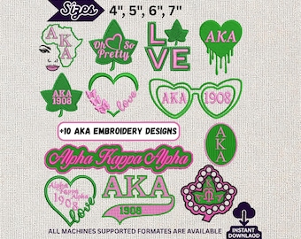 Paquete de diseños de bordado AKA, archivos de puntadas para máquina Alpha Kappa Alpha, hermandad Ivy Leaf