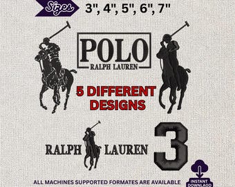 Paquete de bordados Polo Ralph Lauren, colección de logotipos de jinetes a caballo, diseño de máquinas de moda de lujo