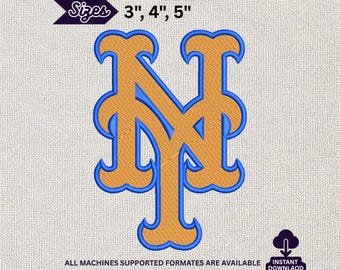 Diseño de bordado de monograma de Nueva York, patrón de máquina de letras góticas, aplique estilo béisbol vintage