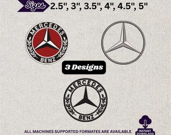 Paquete de bordado Mercedes Benz, colección de logotipos de coches de lujo, diseño de máquina de emblemas de estrellas para automóviles