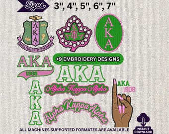 Paquete de diseños de bordado Alpha Kappa Alpha (descarga digital)