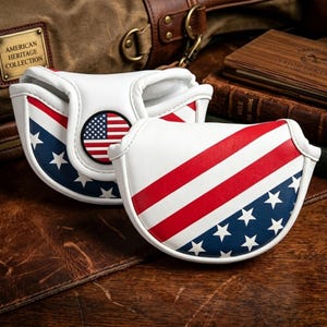 USA Flagge Druck Magnet Mallet Putter Headcover, Vaterländische halbkreisförmige Golf Putter Schutzhülle American Golf Accessoire Geschenk