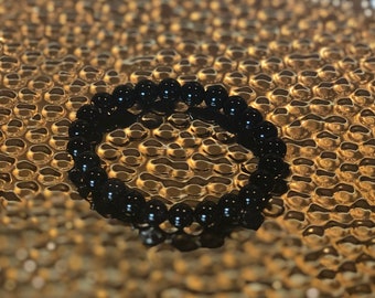 Obsidian & Zwarte Toermalijn "Ik ben beschermd" Mantra armband