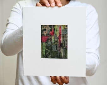 Poppy II Original Textile Art: Home Decor, Abstract Floral
