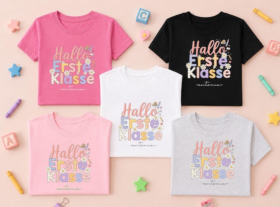 Einschulungs-Shirt „Erste Klasse“ (personalisierbar)
