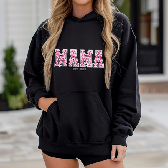 Mama-Hoodie mit Blumen (personalisierbar)