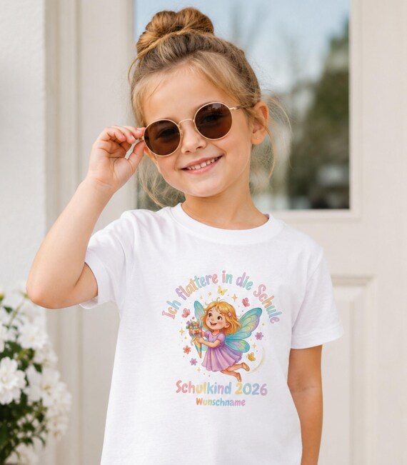 Weiteres Produktbild: Feen-Shirt „Ich flattere in die Schule“ (personalisierbar)