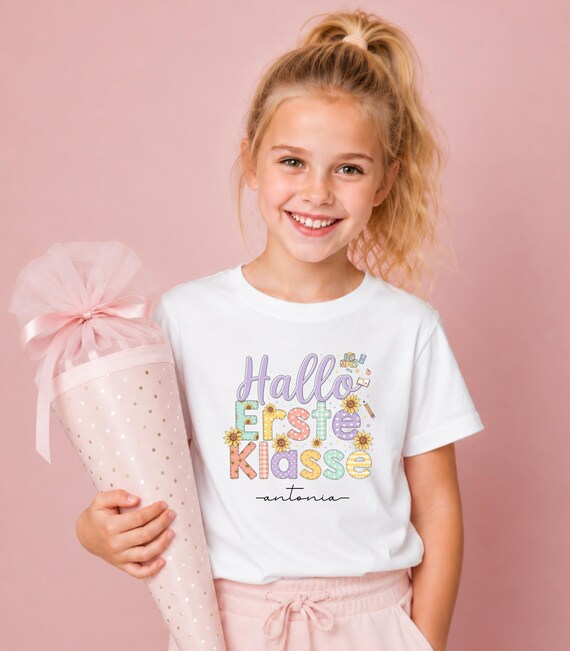 Weiteres Produktbild: Einschulungs-Shirt „Erste Klasse“ (personalisierbar)