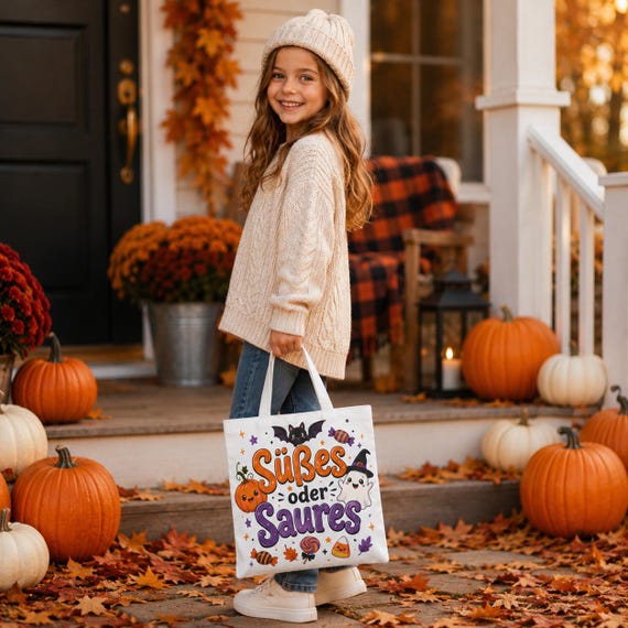 Weiteres Produktbild: Halloween Bag Süßes oder Saures für Kinder,  Halloween 2026, Geister , Kinder Halloween Bag, Süßígkeiten Tasche