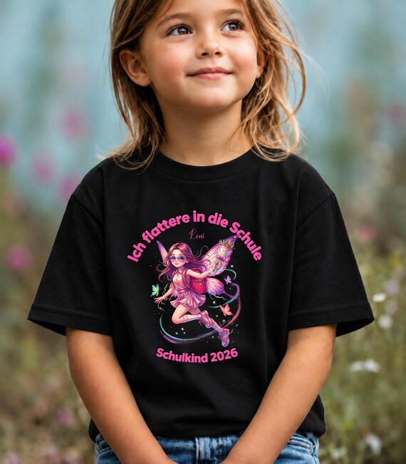 Weiteres Produktbild: Feen-Shirt „Ich flattere in die Schule“ (personalisierbar)