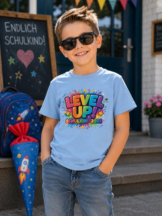 Weiteres Produktbild: Einschulungs-Shirt „Level Up“