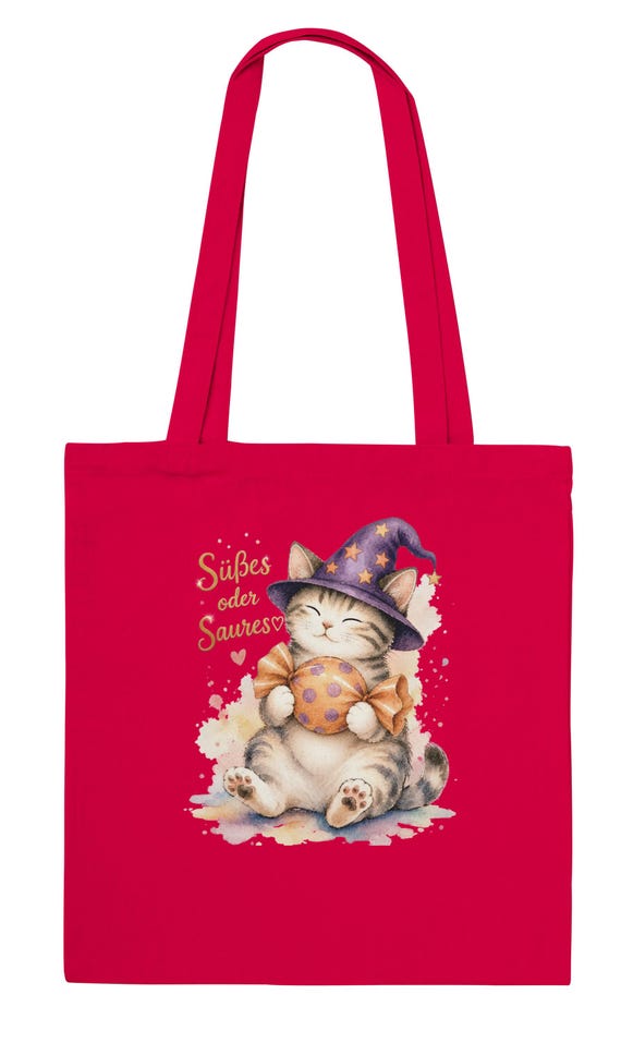 Weiteres Produktbild: Halloween-Stoffbeutel mit Hexenkatze