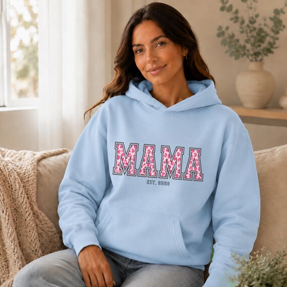Weiteres Produktbild: Mama-Hoodie mit Blumen (personalisierbar)