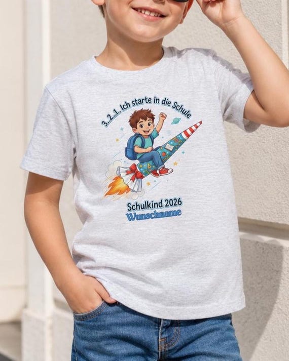 Weiteres Produktbild: Schulkind-Shirt mit Sonnenbrille (personalisierbar)