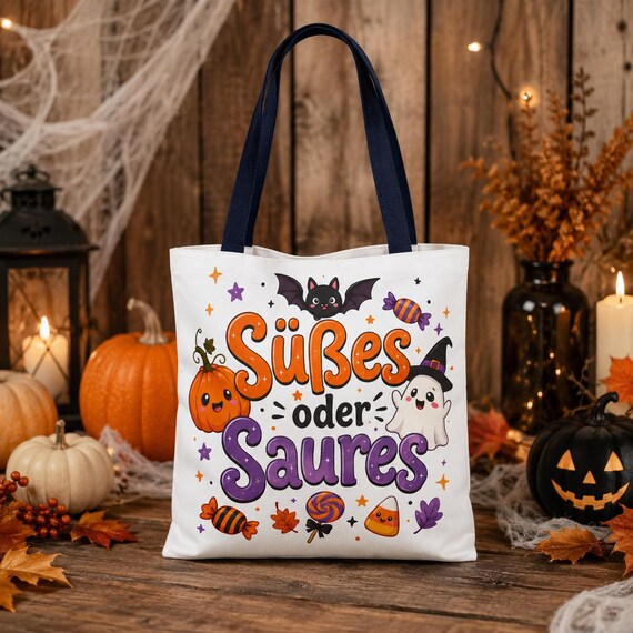 Weiteres Produktbild: Halloween Bag Süßes oder Saures für Kinder,  Halloween 2026, Geister , Kinder Halloween Bag, Süßígkeiten Tasche