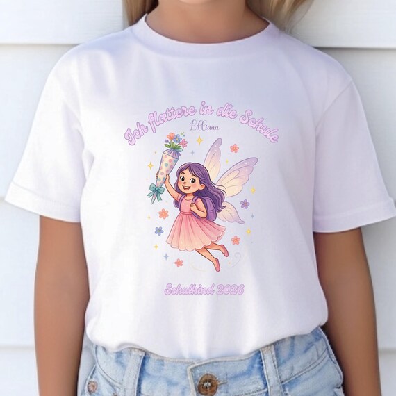 Weiteres Produktbild: Feen-Shirt „Ich flattere in die Schule“ (personalisierbar)
