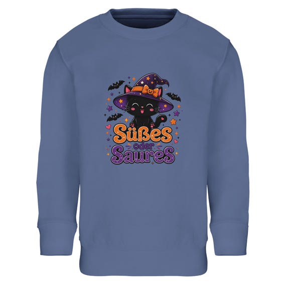Weiteres Produktbild: Halloween Sweatshirt mit Hexenkatze – Süßes oder Saures Kawaii Pullover