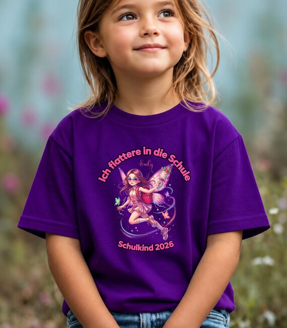 Weiteres Produktbild: Feen-Shirt „Ich flattere in die Schule“ (personalisierbar)