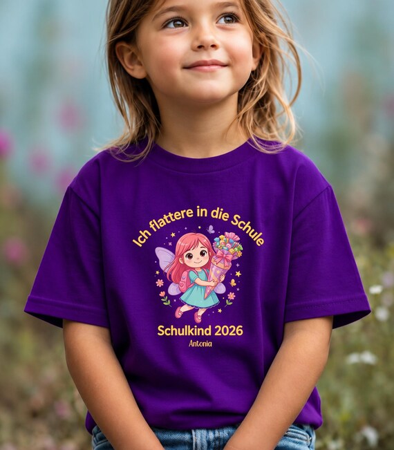 Weiteres Produktbild: Feen-Shirt „Ich flattere in die Schule“ (personalisierbar)