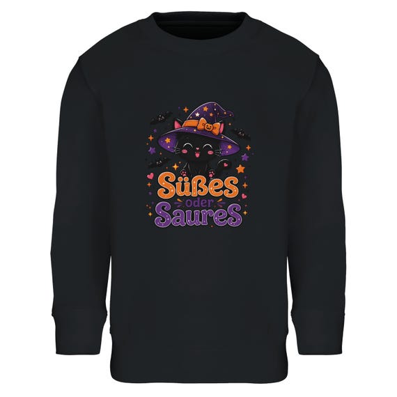Weiteres Produktbild: Halloween Sweatshirt mit Hexenkatze – Süßes oder Saures Kawaii Pullover
