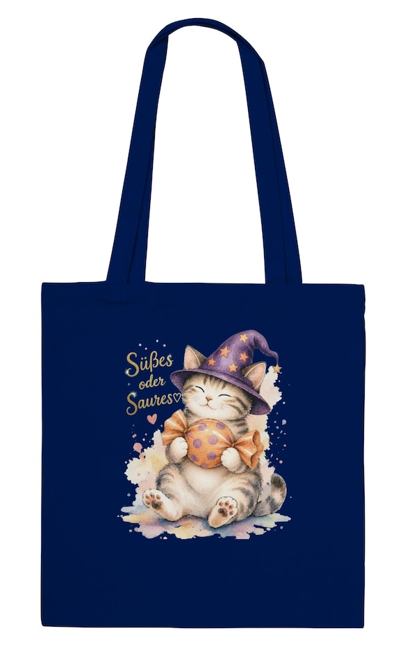 Weiteres Produktbild: Halloween-Stoffbeutel mit Hexenkatze