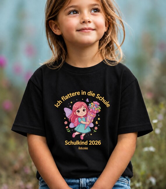 Weiteres Produktbild: Feen-Shirt „Ich flattere in die Schule“ (personalisierbar)