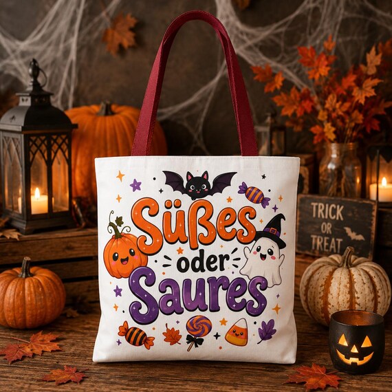 Weiteres Produktbild: Halloween Bag Süßes oder Saures für Kinder,  Halloween 2026, Geister , Kinder Halloween Bag, Süßígkeiten Tasche