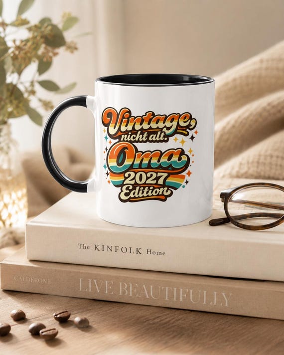 Weiteres Produktbild: Oma Tasse 2027 – Retro-Spruch „Vintage, nicht alt.“