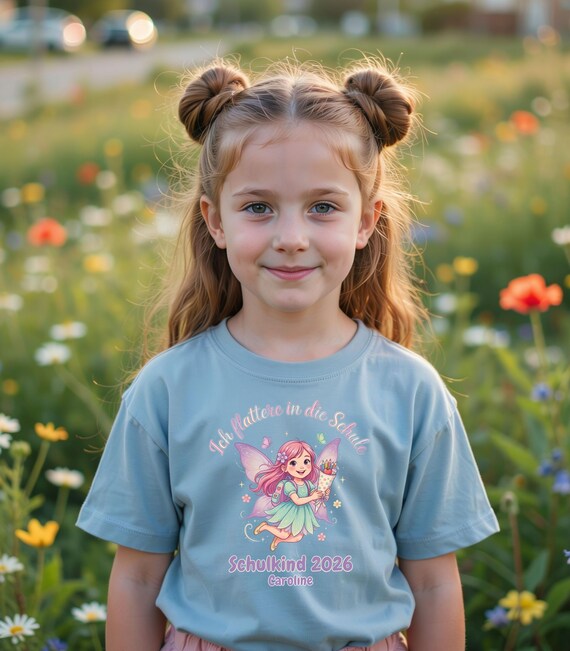 Weiteres Produktbild: Feen-Shirt „Ich flattere in die Schule“ (personalisierbar)