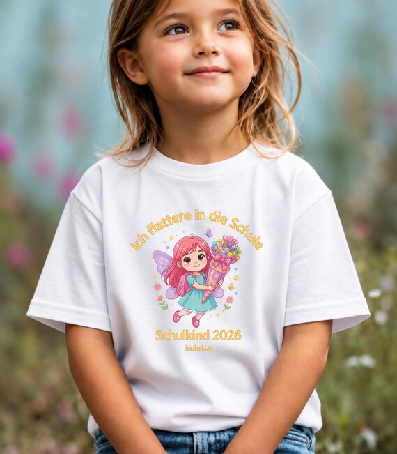 Weiteres Produktbild: Feen-Shirt „Ich flattere in die Schule“ (personalisierbar)