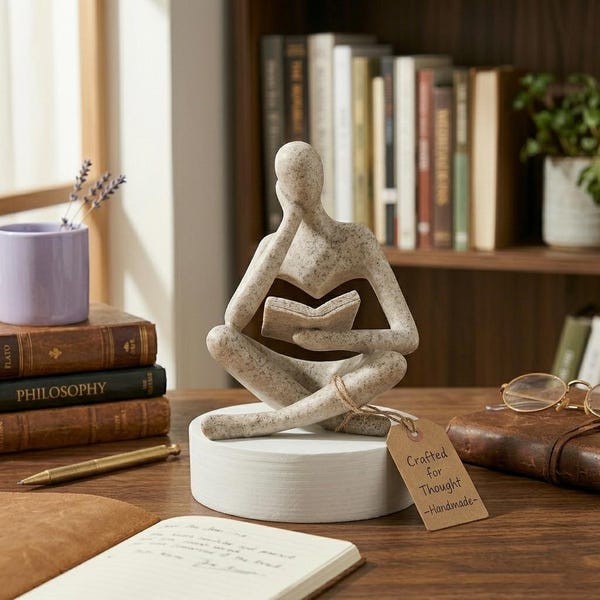 Niemand Leser | Minimalistische Skulptur | Buchliebhaber Dekor | Abstrakte lesende Statue | Modernes Regal Dekor | Geschenk für Leser