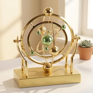 Rotating Kinetic Art Sculpture, Celestial Orbit Solar System Model, Modern Space Decor, Desktop Planet Sculpture