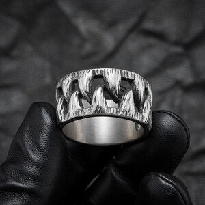 Wolf Fang Ring, Gothic Men's Ring, Viking Biker Jewelry, Statement Ring, Heavy Metal Jewelry, Rocker Gift, Stainless Steel Ring