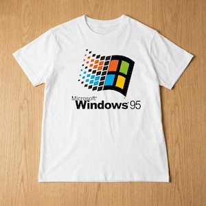 Vintage Windows 95 T-shirt, Retro Geek Computer Tee, White Cotton Top in 90s Style, Original Gift