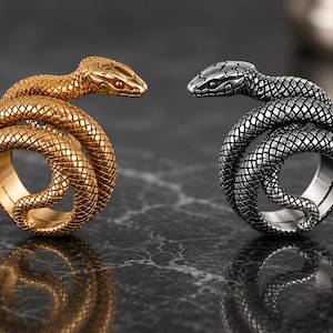 Guld- och silverormring | Justerbar ormring | Gotiska bohemiska smycken i rostfritt stål